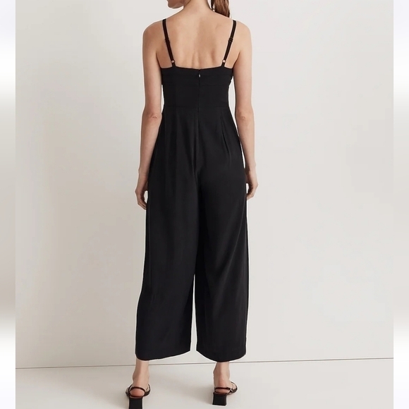 Madewell Square-Neck Wide-Leg Sleeveless Jumpsuit True Black size 00 NWT NM489 - Picture 3 of 11
